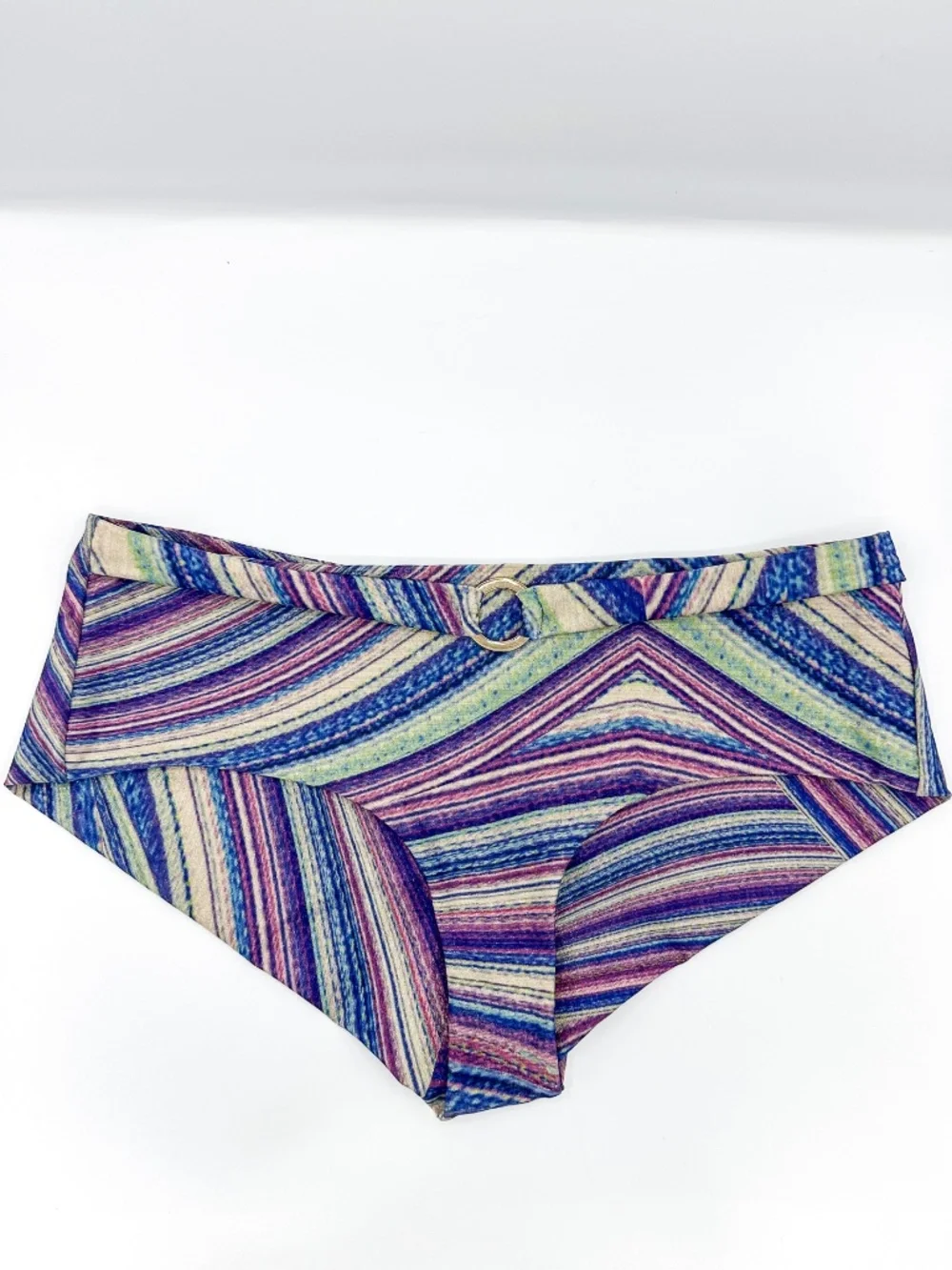 Frankies Bikinis Hailee Steinfeld Shimmy Blue Striped Bikini Bottom